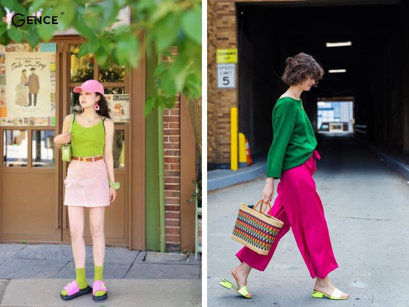 Năng động và trẻ trung khi mix màu hồng với xanh cốm