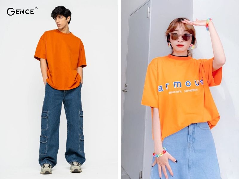 Năng động khi phối đồ xanh lam với cam