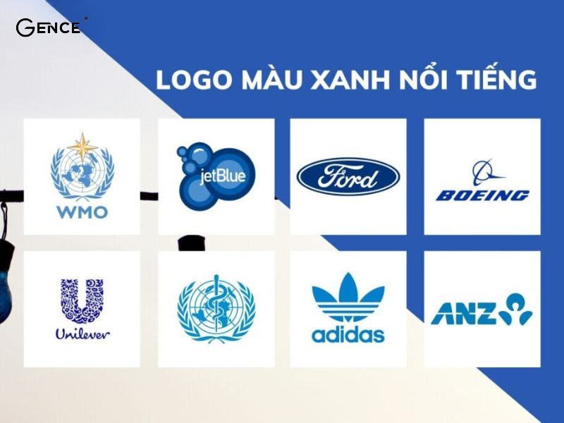 Màu xanh lam ứng dụng trong marketing như thiết kế logo, bộ nhận diện