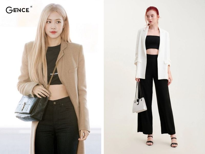 Mix áo croptop với blazer nữ