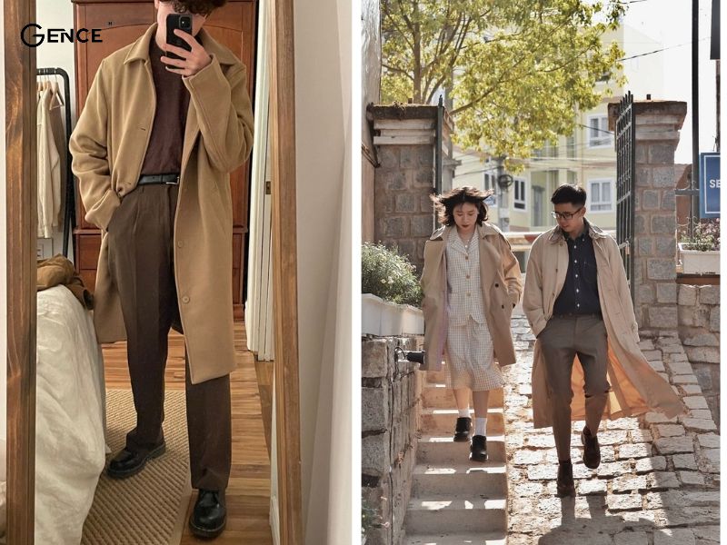 Mix áo khoác măng tô theo style retro