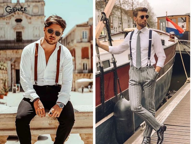 Mix áo sơ mi cùng quần yếm chữ Y