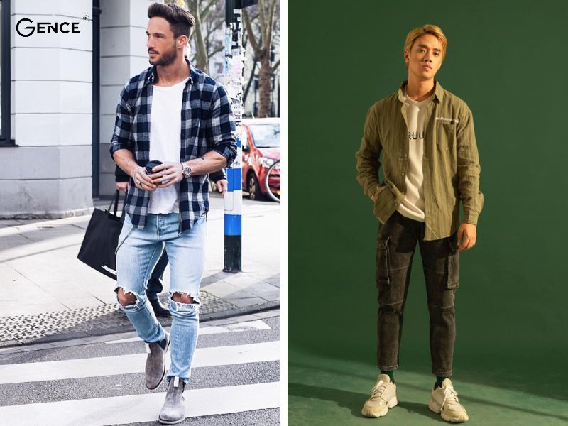 Mix áo sơ mi và áo khoác ngoài