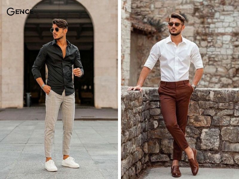 Mix áo sơ mi và quần âu