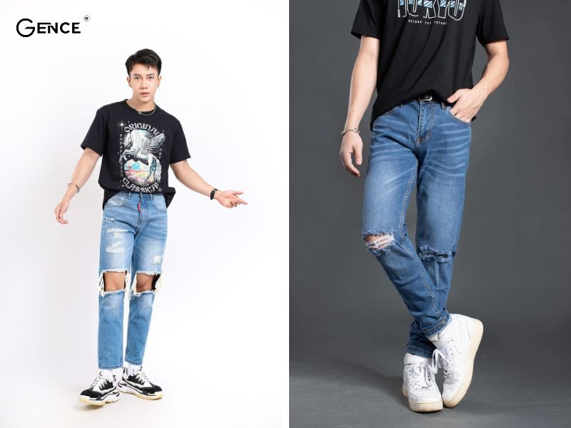 Mix áo thun và quần jeans
