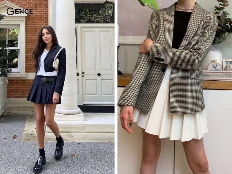 Mix chân váy tennis với áo blazer