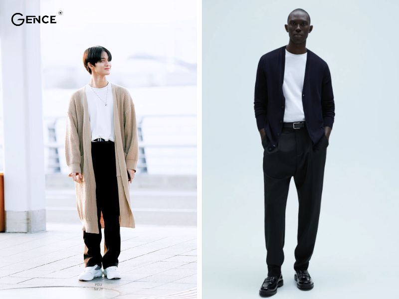 Mix cùng áo basic và quần chinos