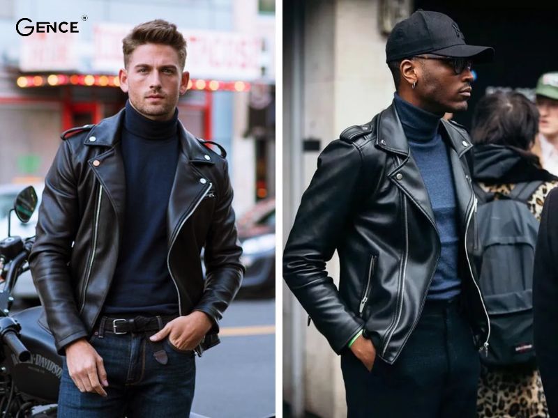 Mix cùng áo khoác da