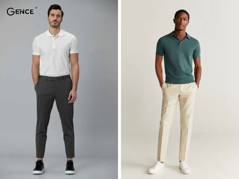 Phối đồ với quần kaki cùng áo polo thanh lịch