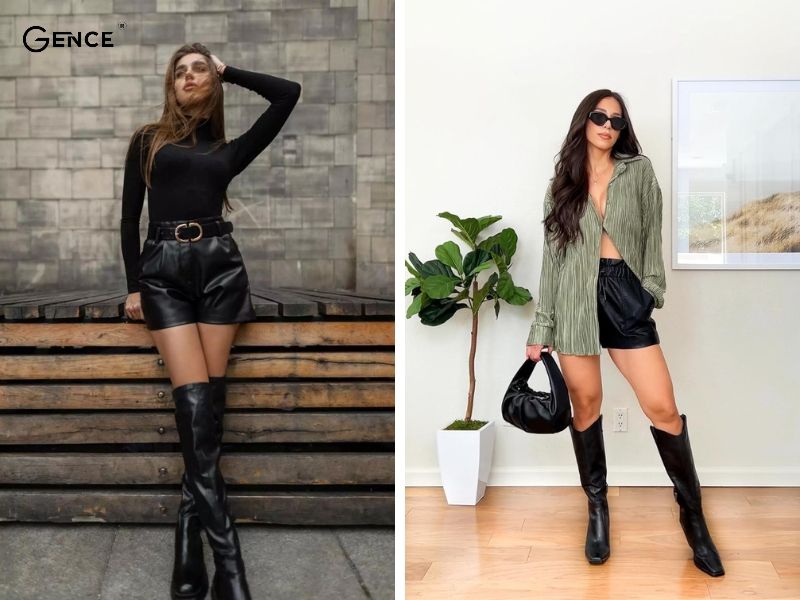 Quần short cá tính phối cùng boot đùi cho nữ