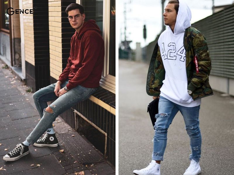 Mix giày converse nam cùng áo hoodie