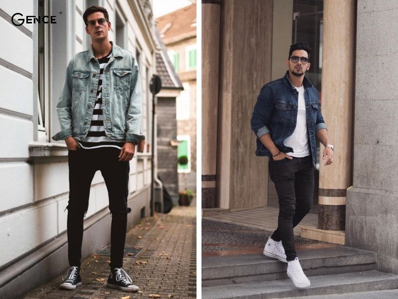 Mix giày converse nam cùng áo jeans và quần jeans