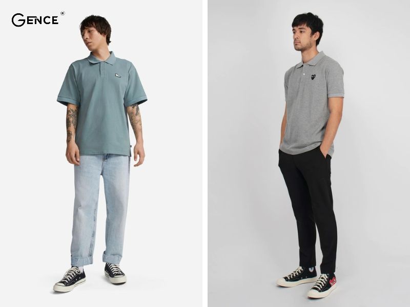 Mix giày converse nam cùng áo polo và quần ống rộng
