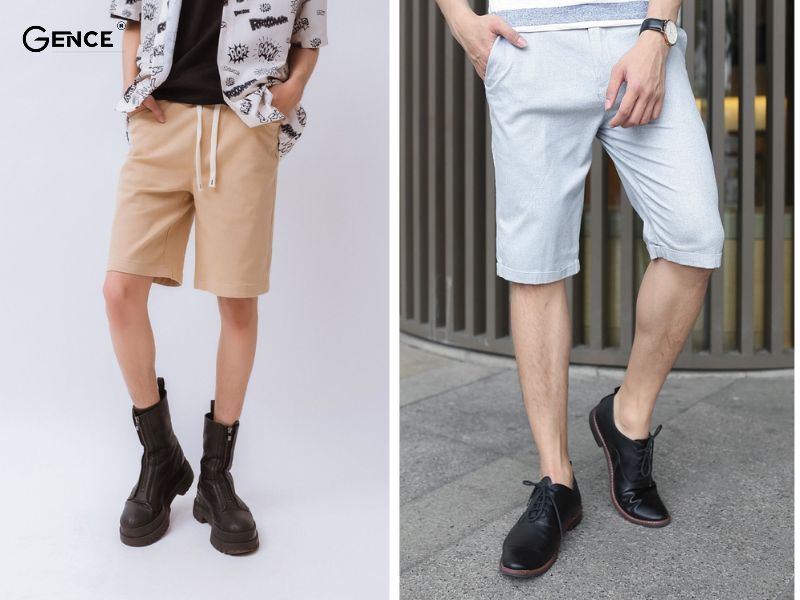 Mix giày da cùng quần short nam