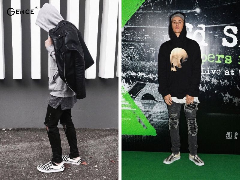 Mix giày lười nam cùng áo hoodie