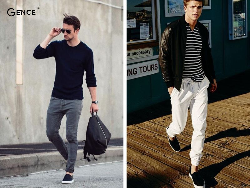 Mix giày lười nam cùng áo sweater