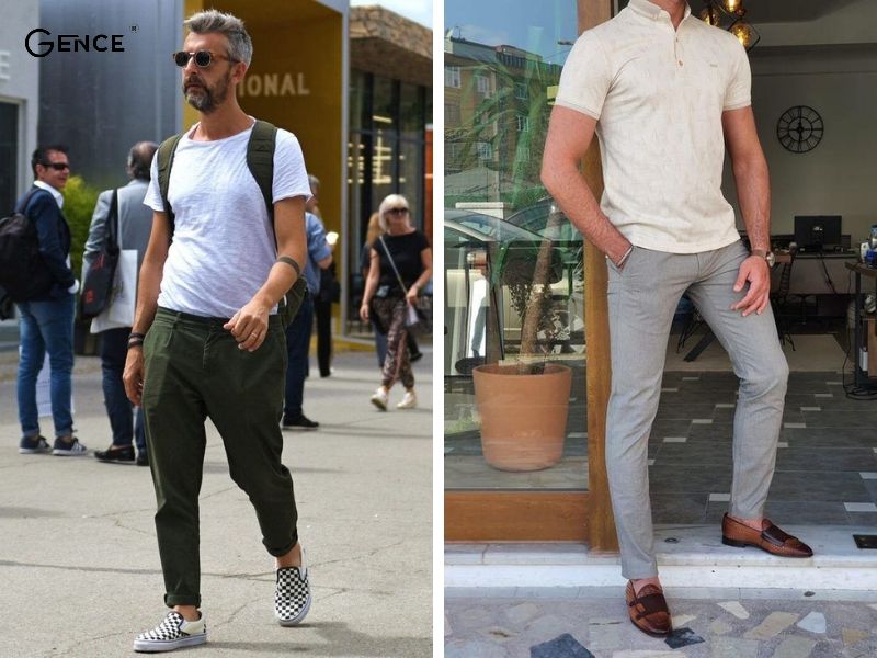 Mix giày lười nam cùng áo thun