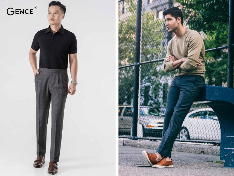 Mix giày lười nam cùng quần âu