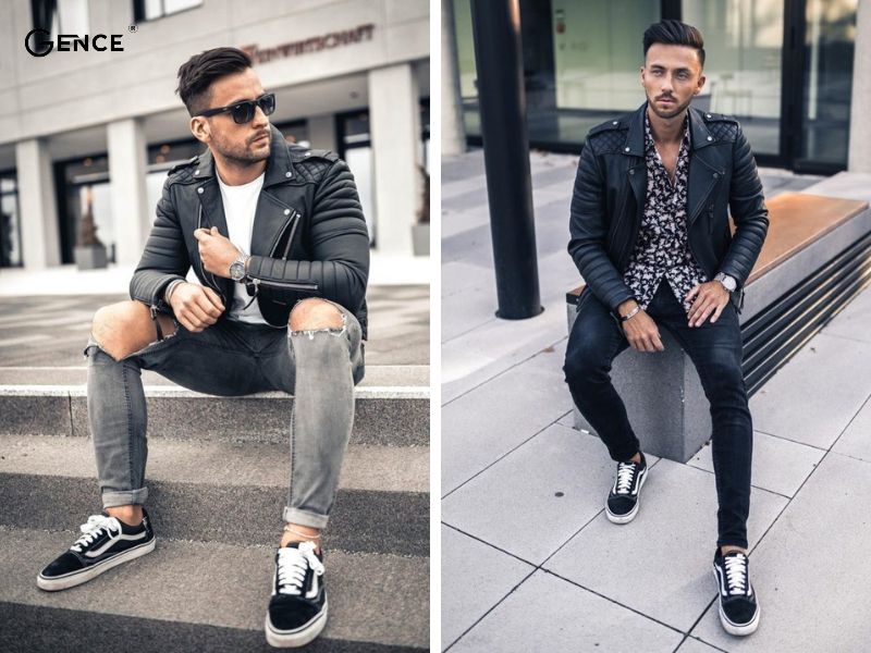 Mix giày vans nam cùng áo khoác dài