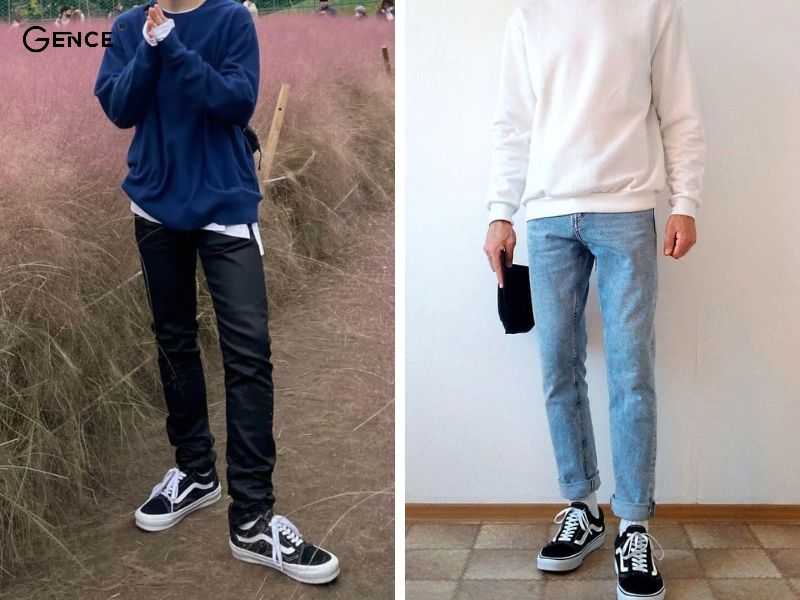 Mix giày vans nam cùng áo sweater