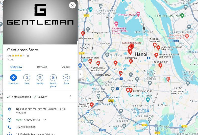 Gentleman Shop trên maps