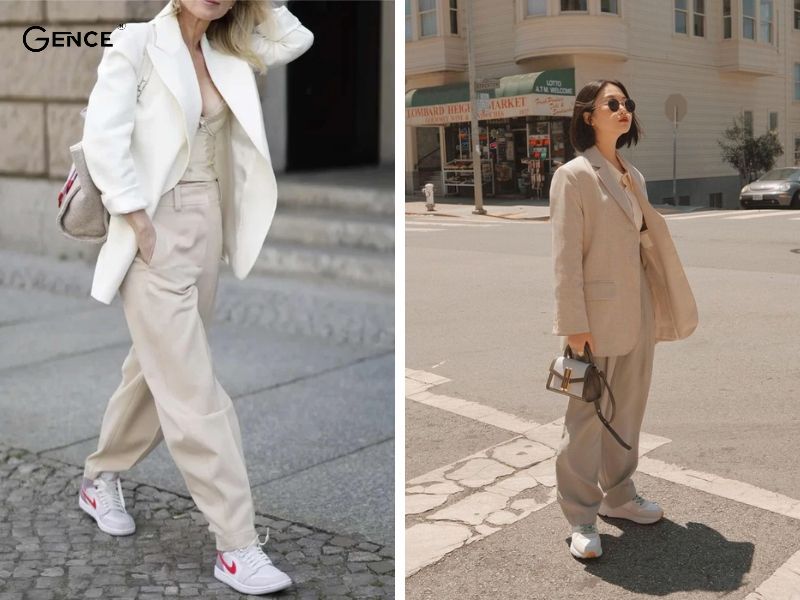 Nữ giới mặc vest cùng sneaker trông khỏe khoắn và nhiều năng lượng