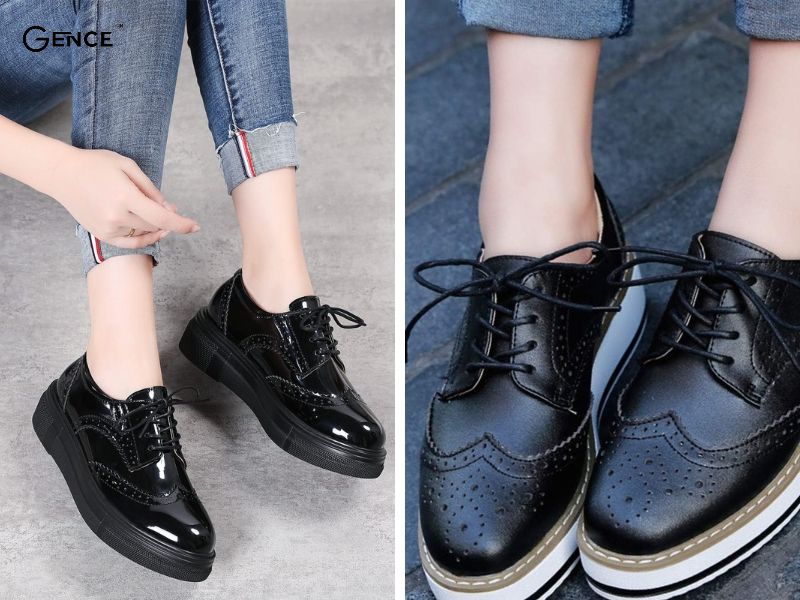 Oxford nữ Dadawen Platform Lace-Up Wingtips màu bắt mắt