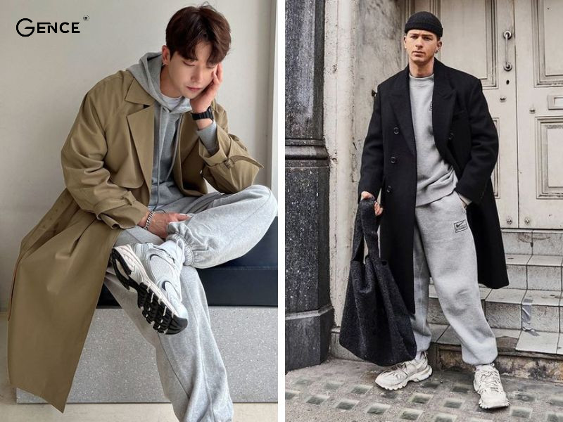 Thời trang công sở khi match quần jogger với áo dạ