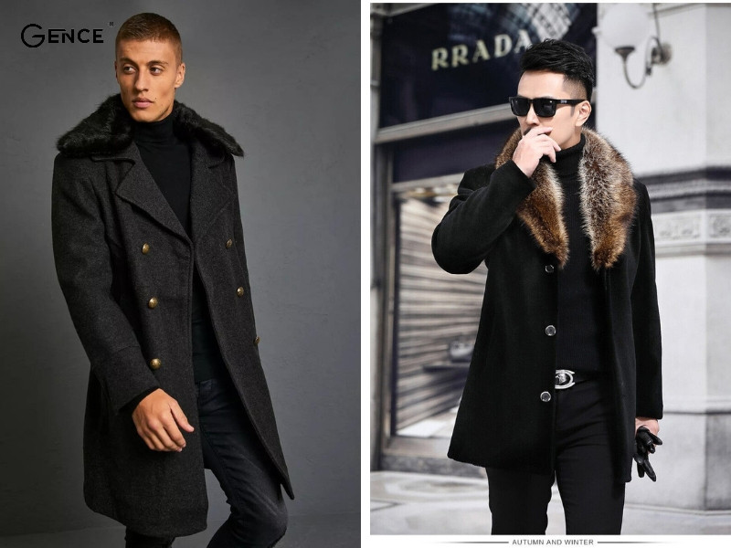 Áo dạ nam cổ lông tạo sự độc đáo khi phối đồ