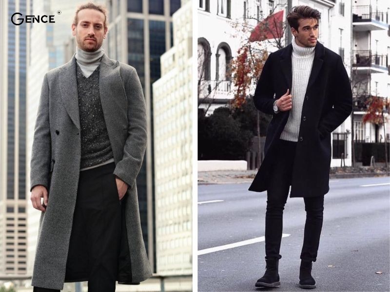 Phối áo len cổ lọ và quần âu