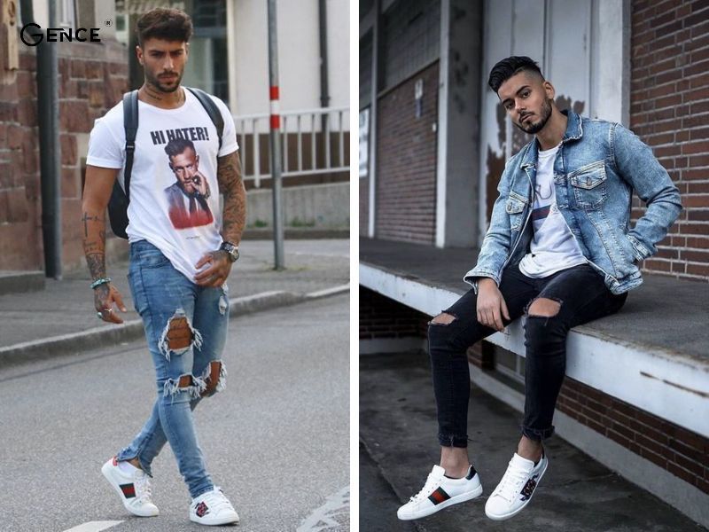 Phối áo thun basic với giày Gucci nam