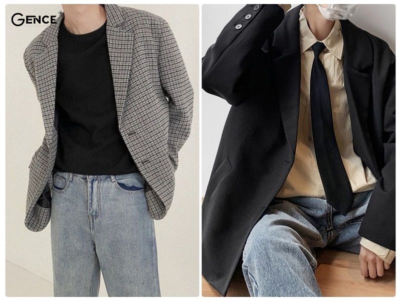 Phối áo thun cùng Blazer và quần jean