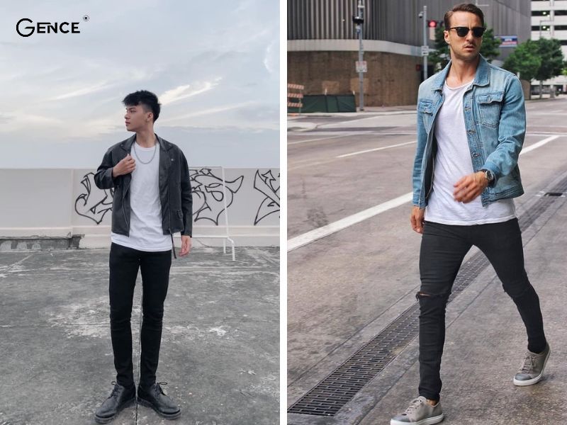 Phối áo thun và áo khoác