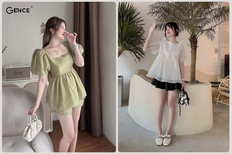 Phối babydoll và quần short nữ phù hợp style tiểu thư