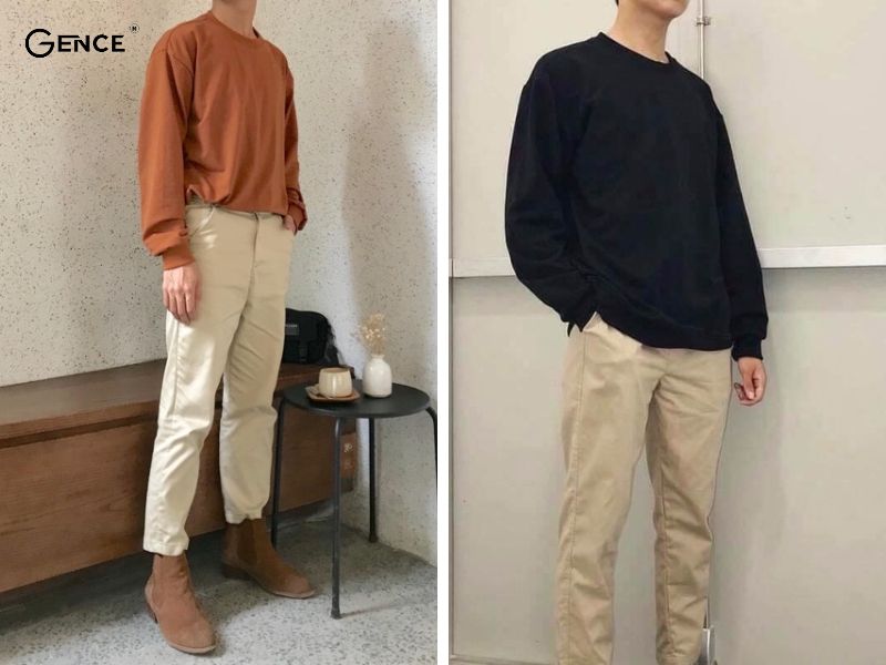 Phối đồ với quần kaki nam cùng áo sweater