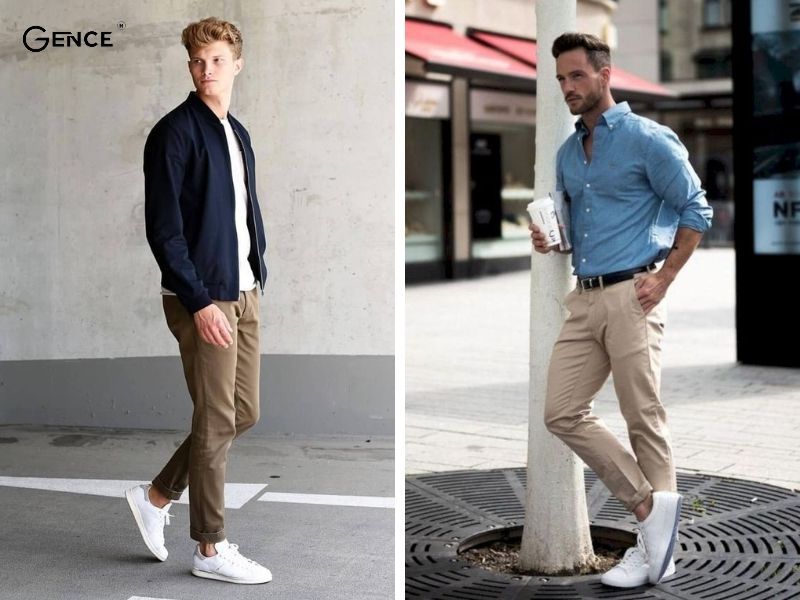 Phối đồ với quần kaki với nhiều kiểu giày