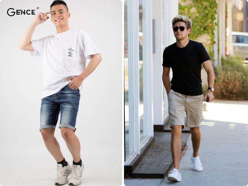 Áo phông rộng nam phối quần short năng động cho ngày hè