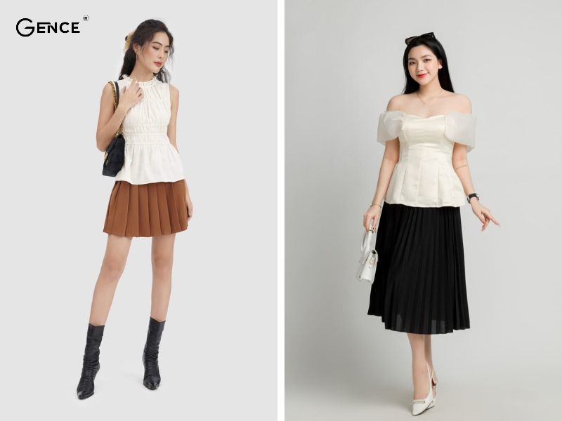 Đơn giản mà ấn tượng với style chân váy xếp ly và áo phông