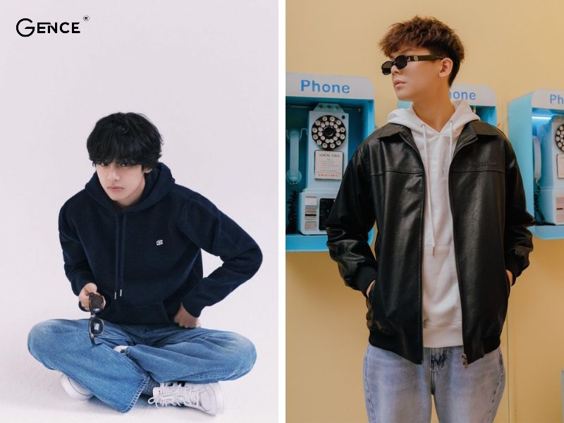 Áo hoodie và quần kaki rất thời trang