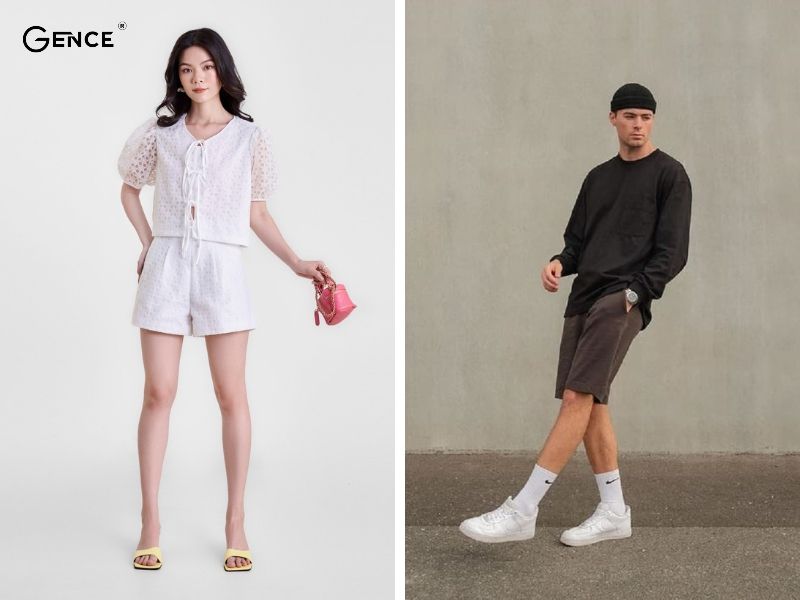 Quần short mix với áo thun năng động, thời trang