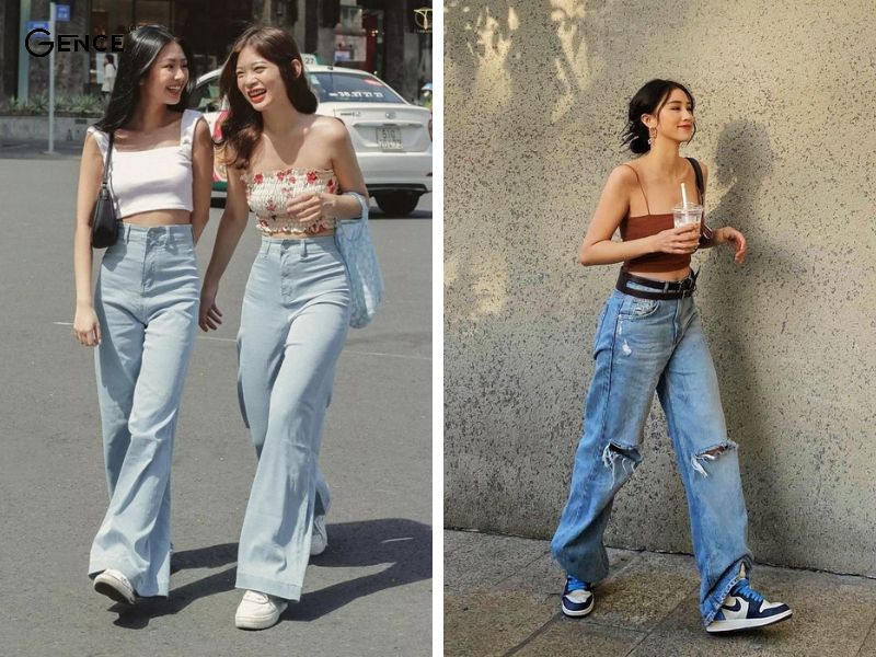 Set đồ nữ đi Đà Lạt với áo croptop và quần cạp cao