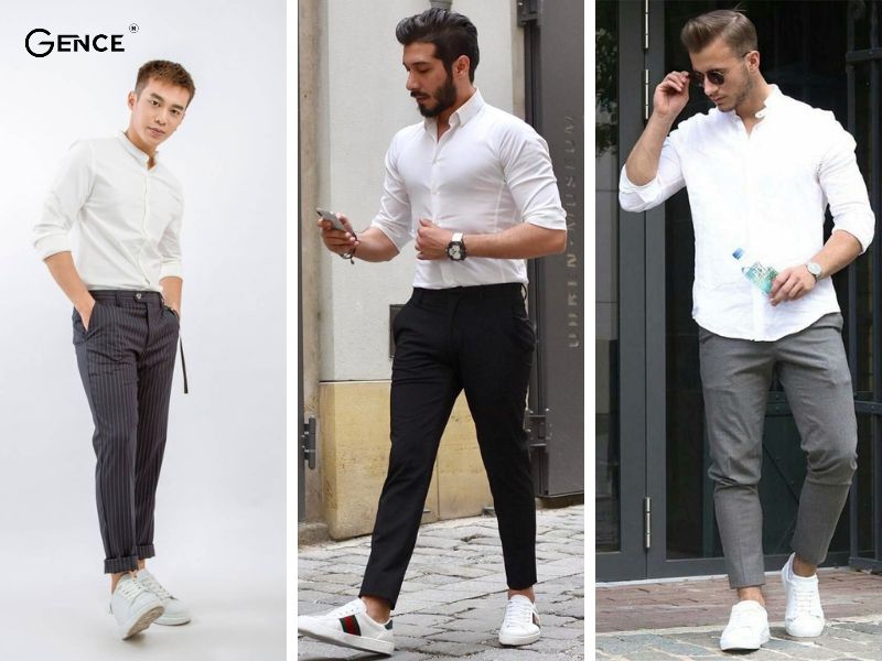 Phối đồ đi du lịch cho nam với áo sơ mi và quần kaki lịch lãm