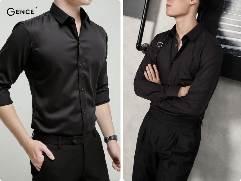 Sơ mi đen phối quần tây thu hút và lịch thiệp