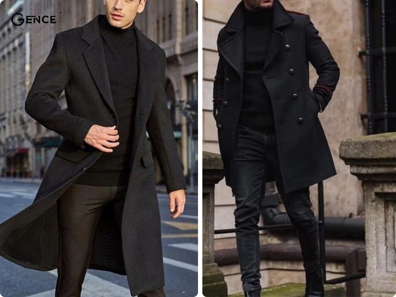 Áo khoác dài đen tăng thêm sự điển trai cho nam giới