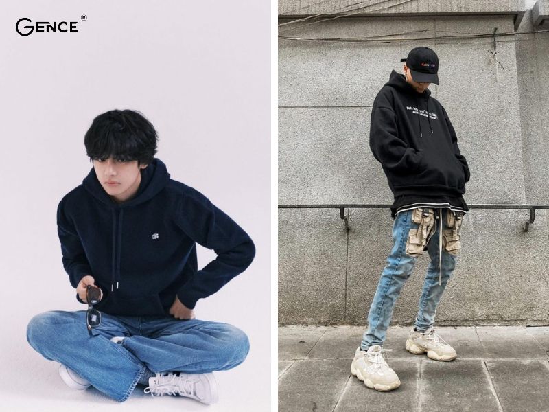 Mix áo hoodie cùng quần jeans
