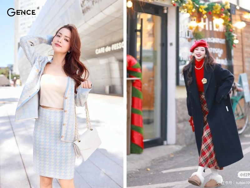 Mix áo cardigan với chân váy đơn giản mà tinh tế
