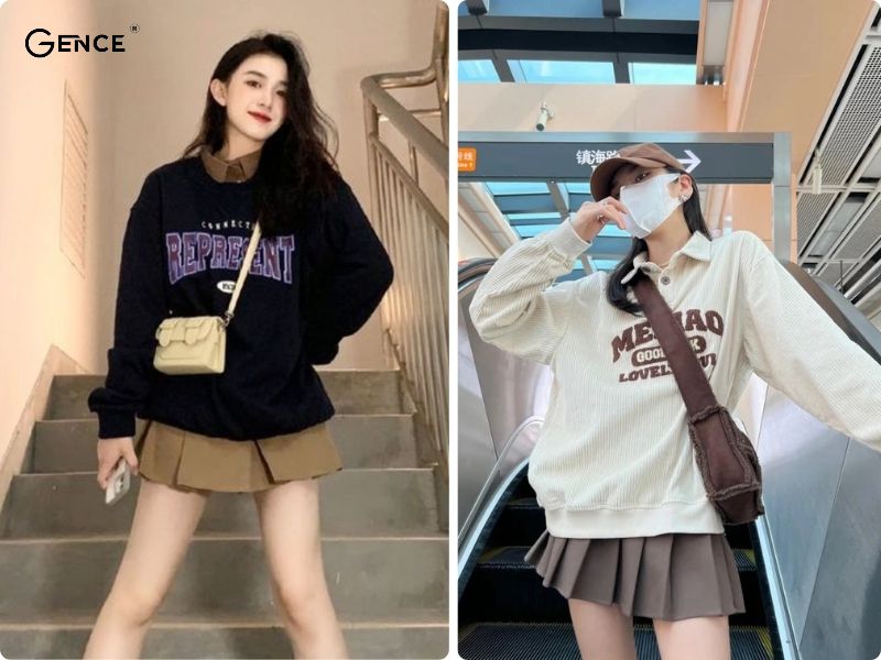 Trẻ trung, năng động cùng outfit sweater phối chân váy tennis