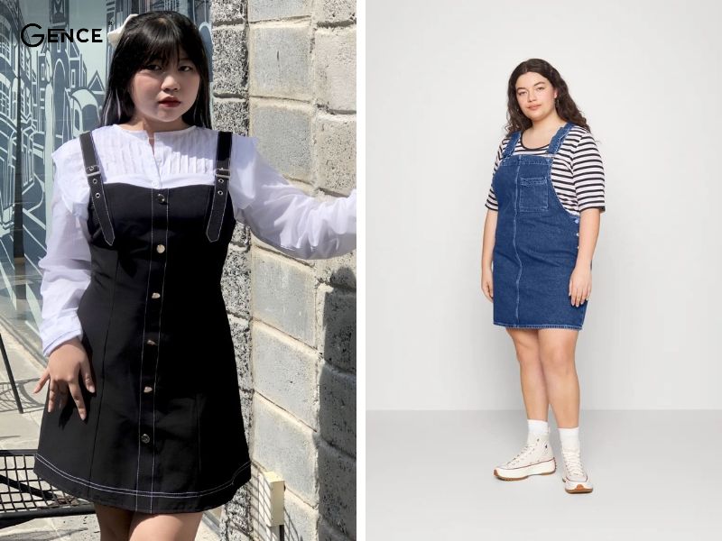 Style vintage khi phối cùng váy yếm trẻ trung