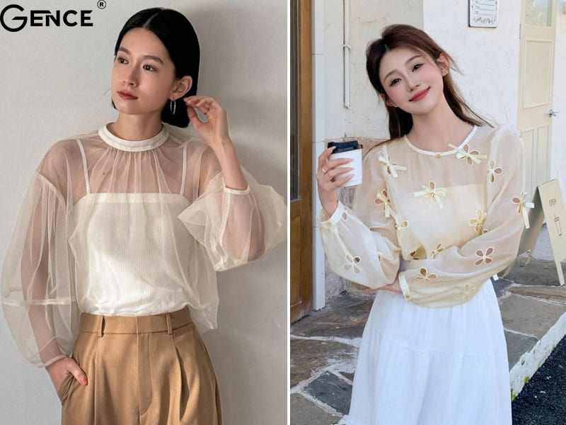 Áo Sheer phong cách nhẹ nhàng Hàn Quốc cho nữ