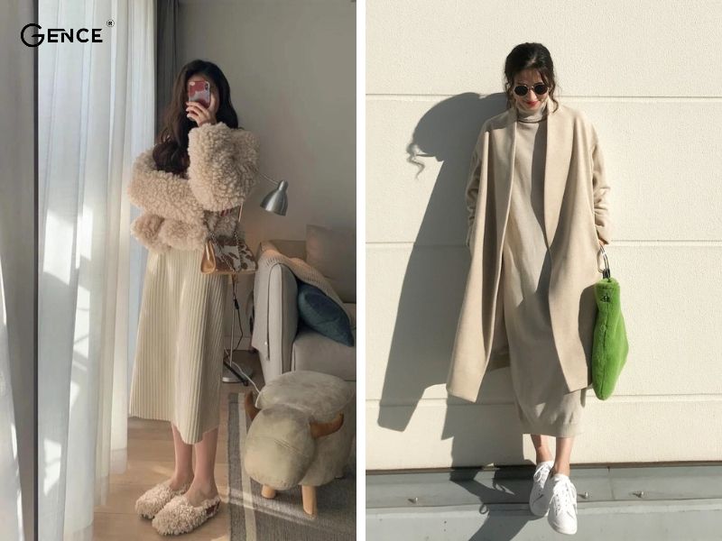 Mix-match áo lông với váy len suông